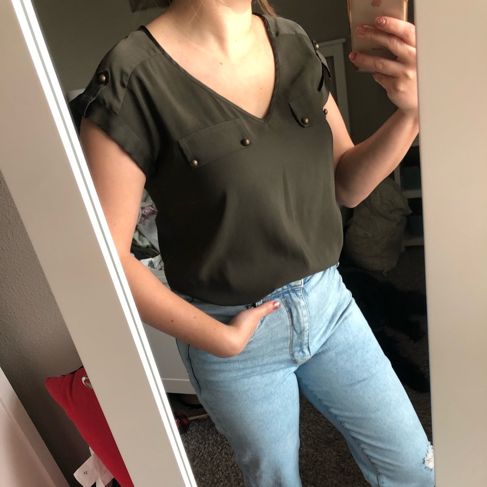 Express Olive Green Blouse